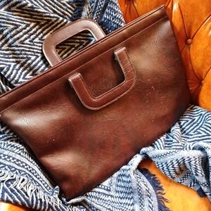 Vintage Flexible Faux-Leather Briefcase/Laptop Bag
